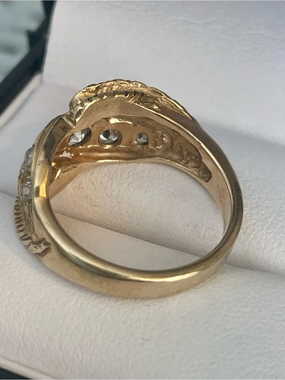 CUSTOM Vintage Solid 14k Yellow Gold .80 CT Mine Cut Genuine Diamond Ring OAK